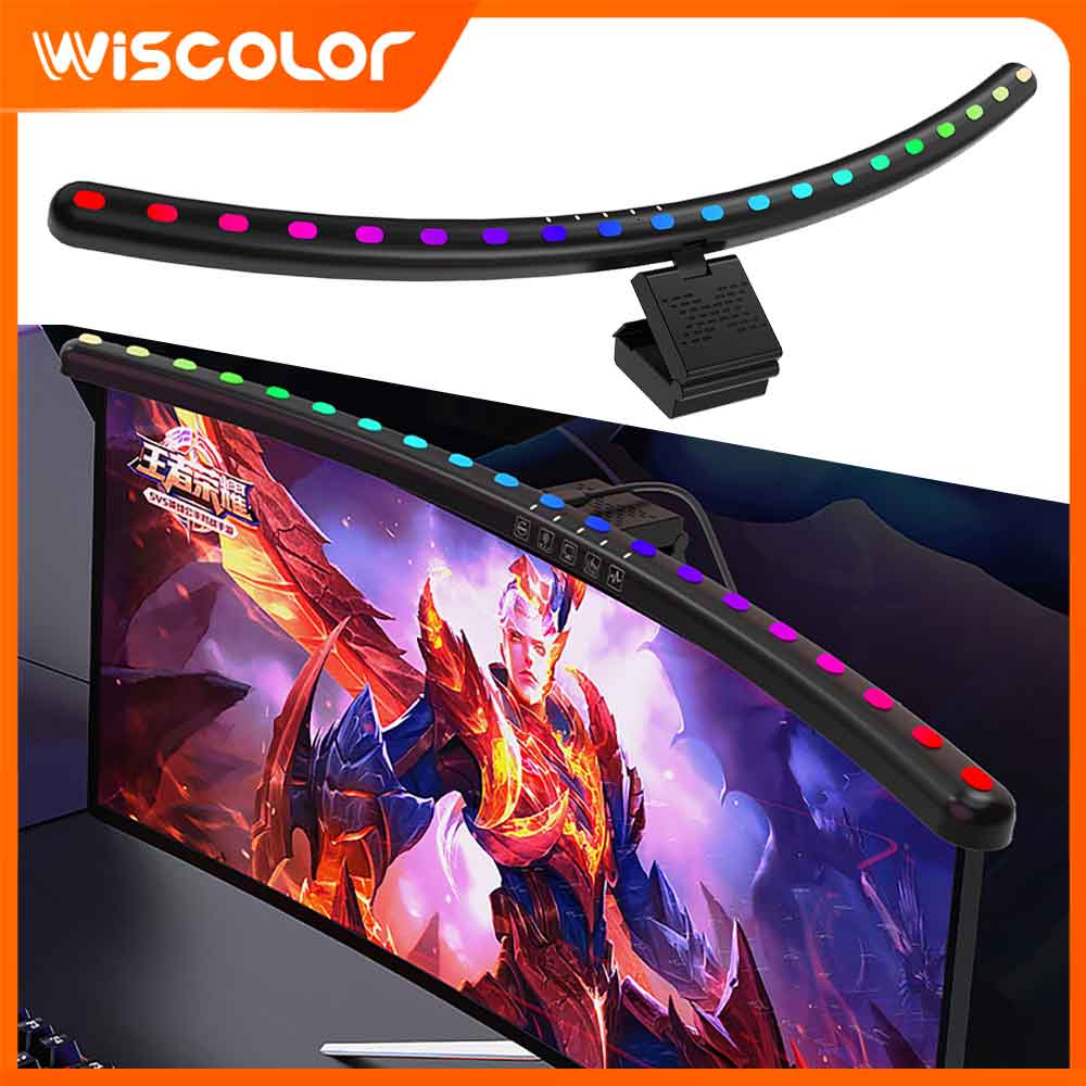 Desk Setup In Office - RGB Light Bar Monitor Smart Wifi
