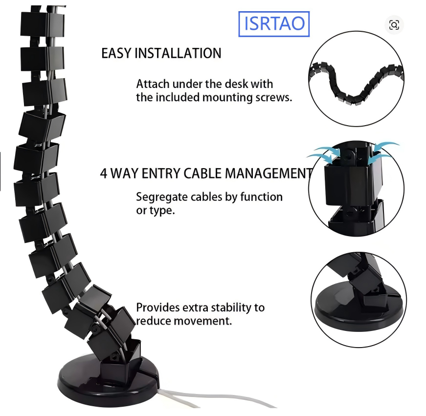 Desk Setup Cable Management - ISRTAO Under Desk Cable Management Tray