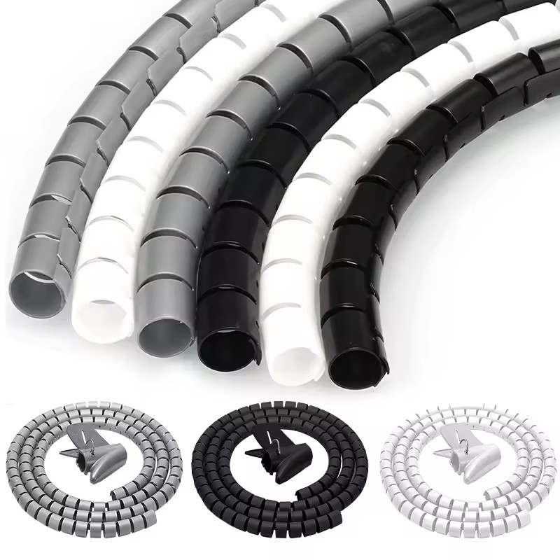 Desk Setup Cable Management - 2m Flexible Spiral Cable Wire Protector