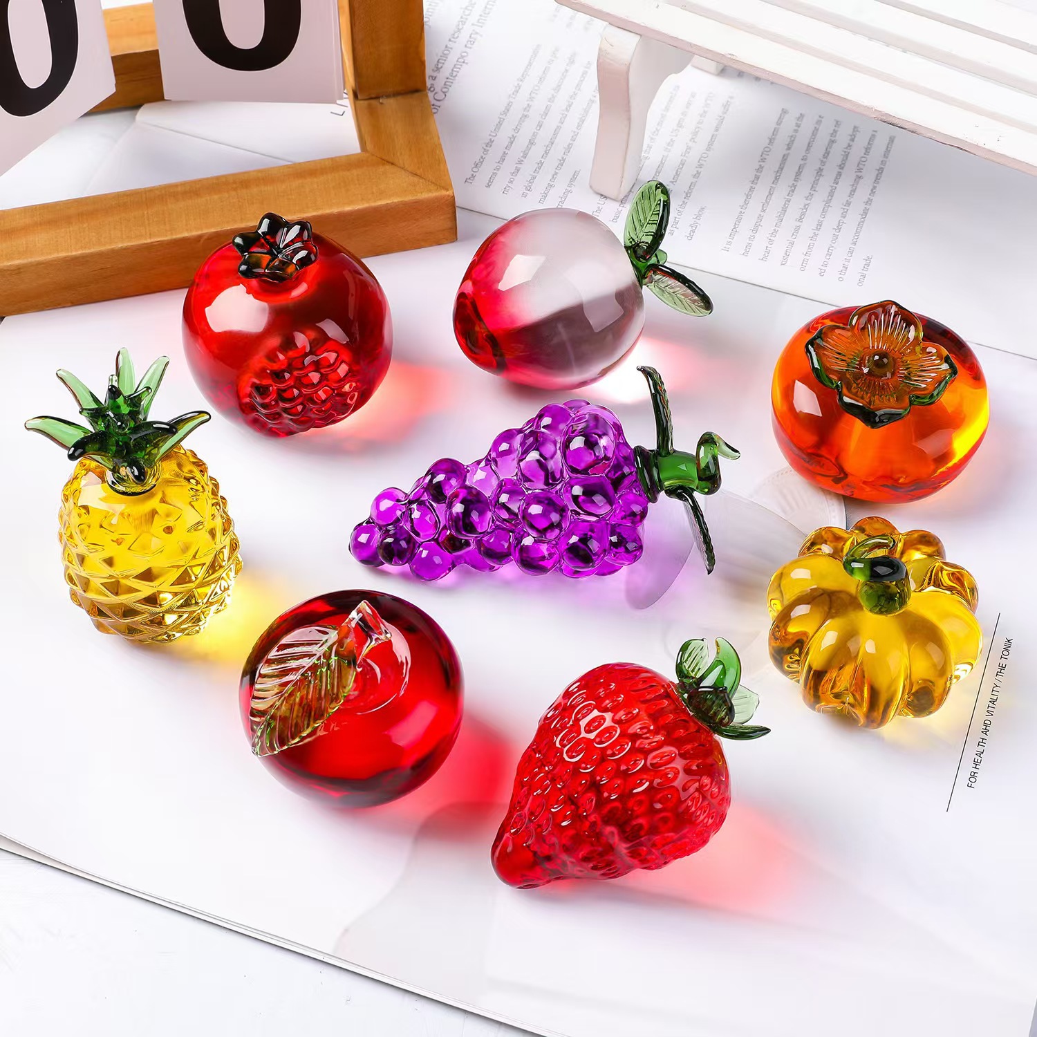 Desk Setup Plants - Crystal fruit Paperweight with Diamond Natural
