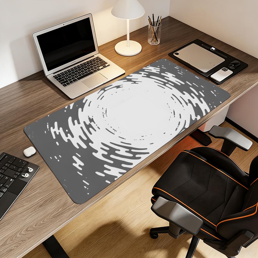 Desk Setup Grey - Grey Circular Ripple Fluid Texture Print