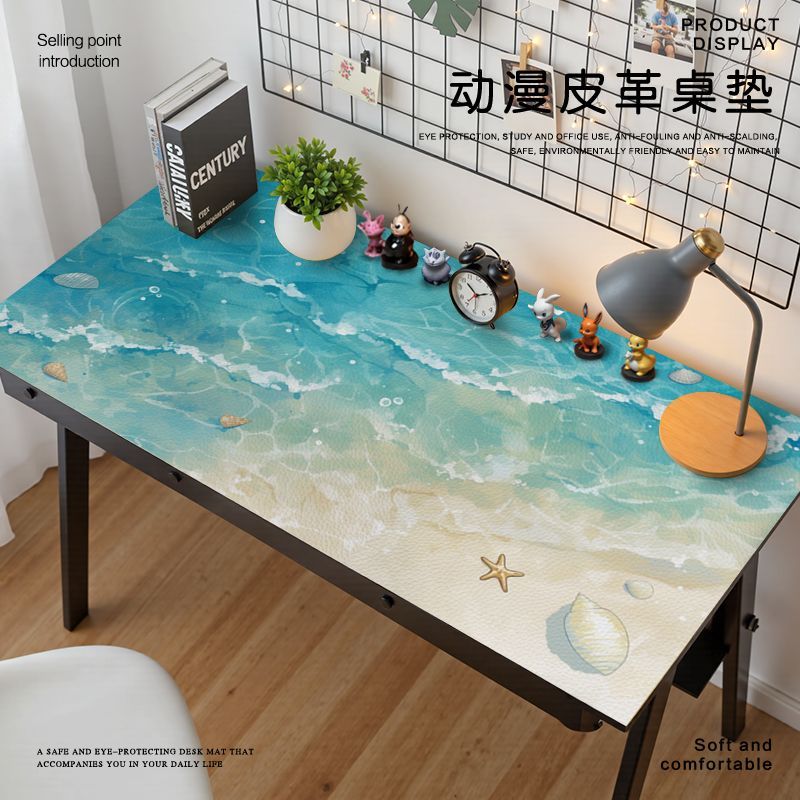 Desk Pad Leather Large - Ins Summer Wave Beach Anti Dirty