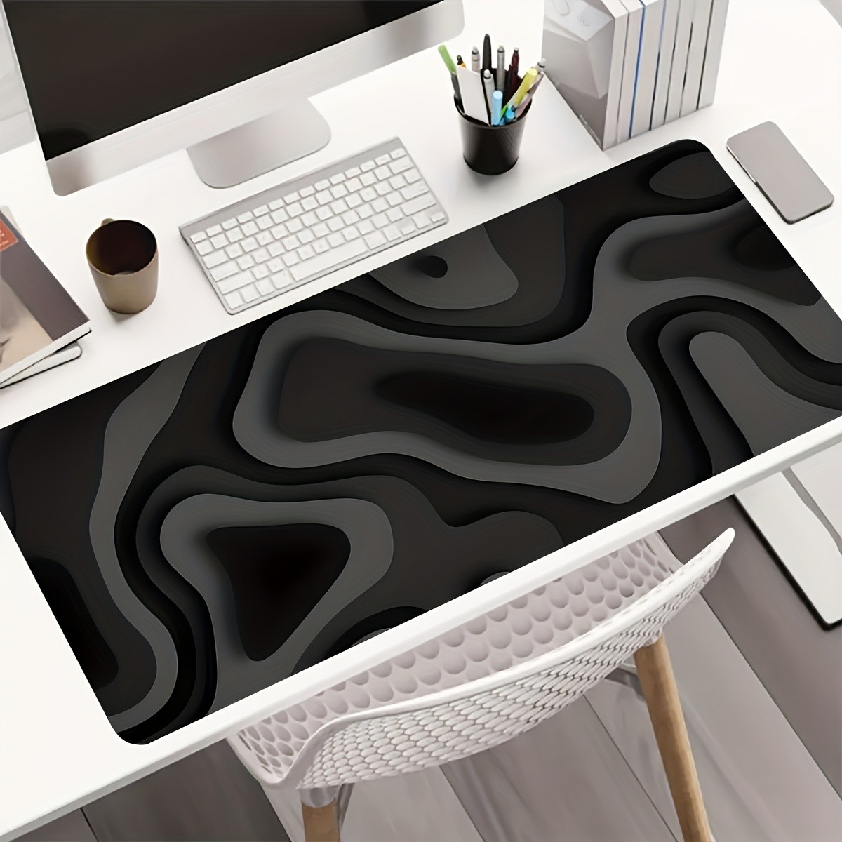 Desk Setup Designer - Smooth Rubber Mouse Pad Black Gray