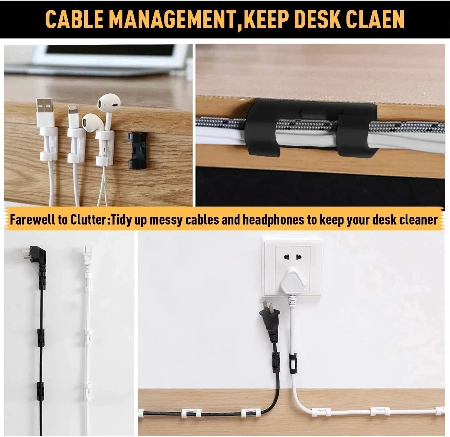 Cable Clips Organizer Drop Wir - огляд і ціна Desk Setup Cable Management