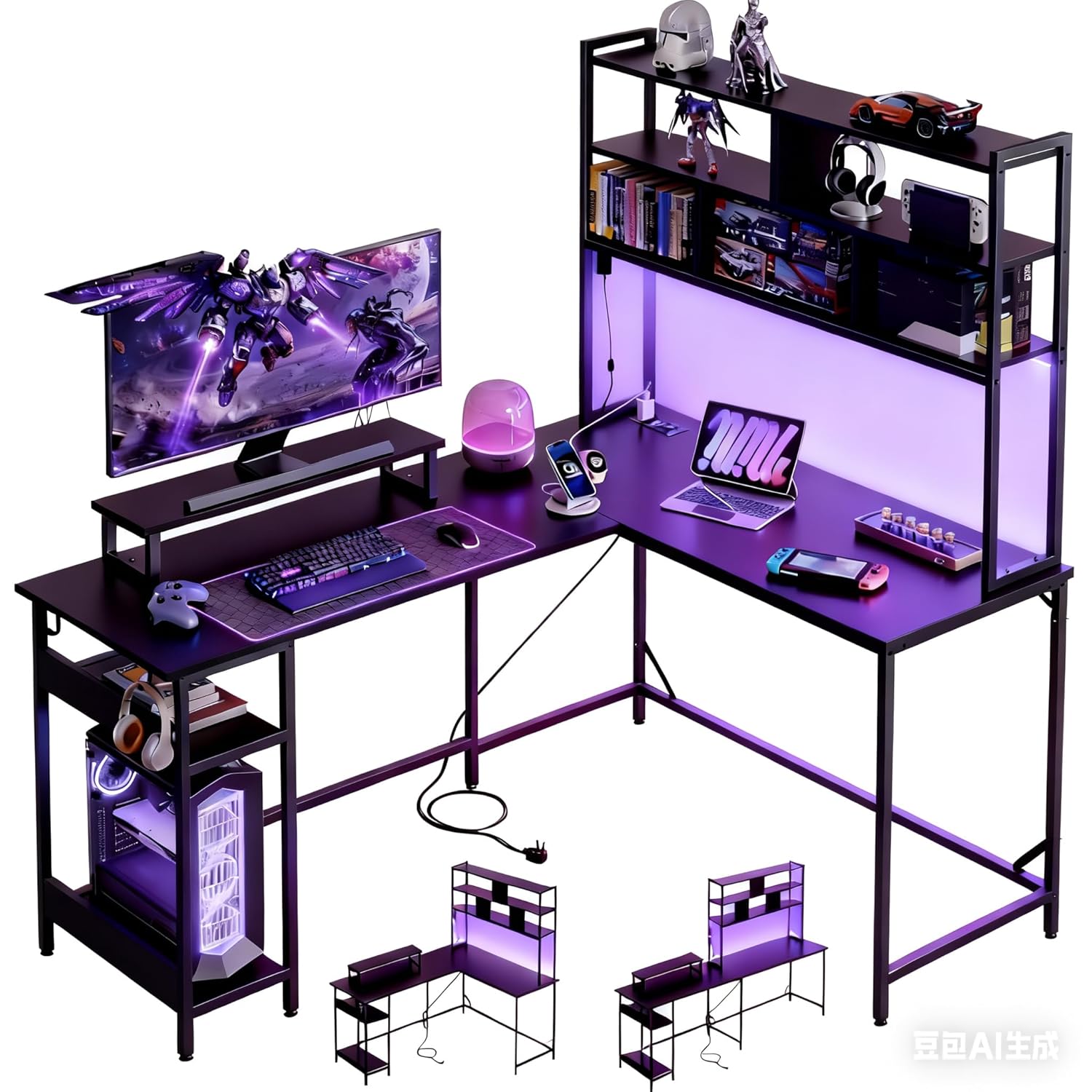 L Shaped Gaming Desk with Hutc - огляд і ціна Gaming Setup Desk