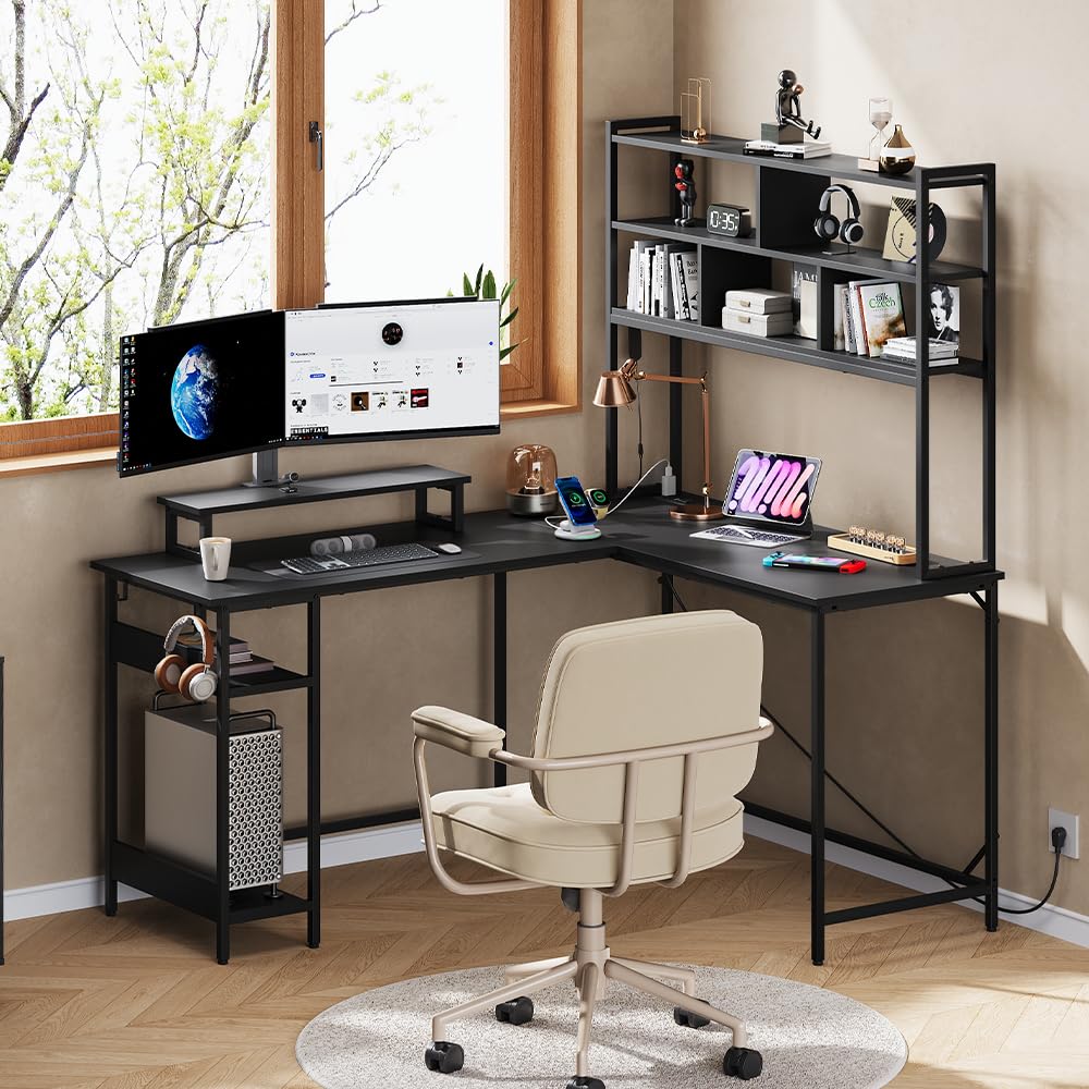 L Shaped Gaming Desk with Hutc - огляд і ціна Gaming Setup Desk