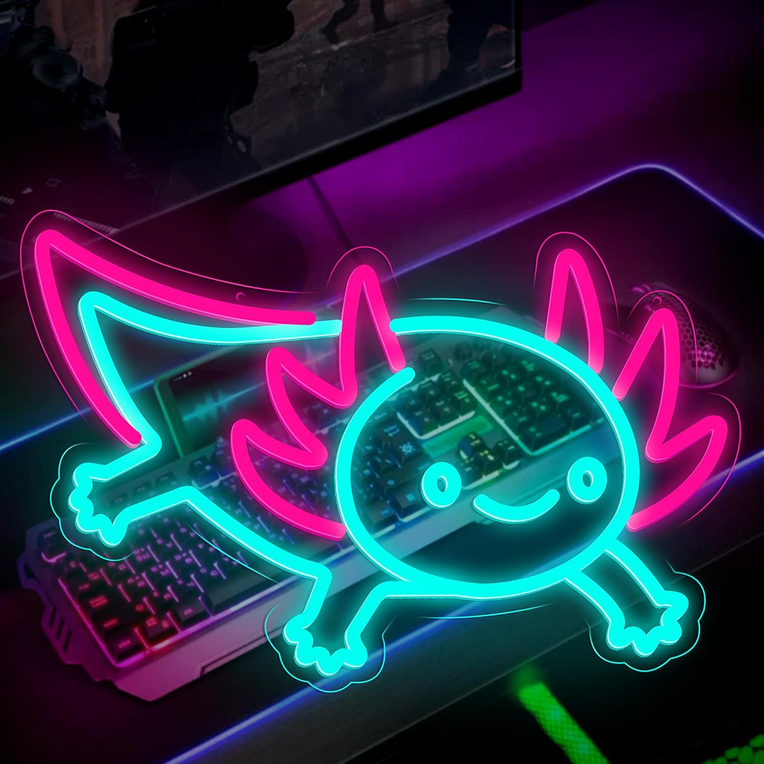 Axolotl Dragon Neon Sign Dimma - огляд і ціна Desk Setup Studio