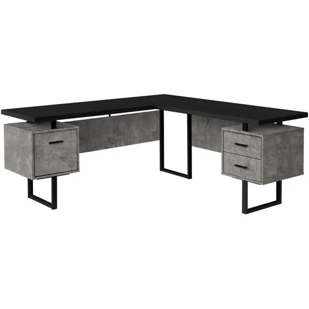 L-Shaped 70 Computer Desk with - огляд і ціна Desk Setup Grey