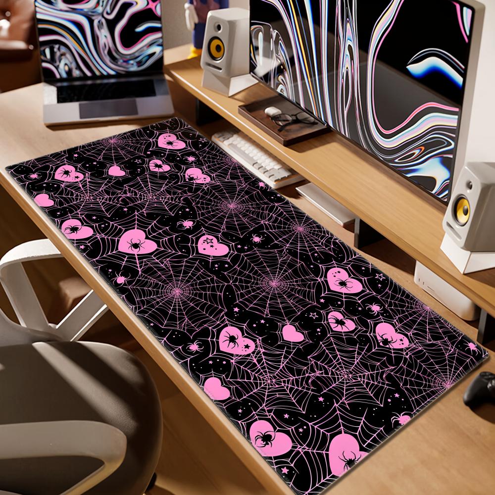 90x40 White or Pink Spiderweb  - огляд і ціна Desk Setup In Office