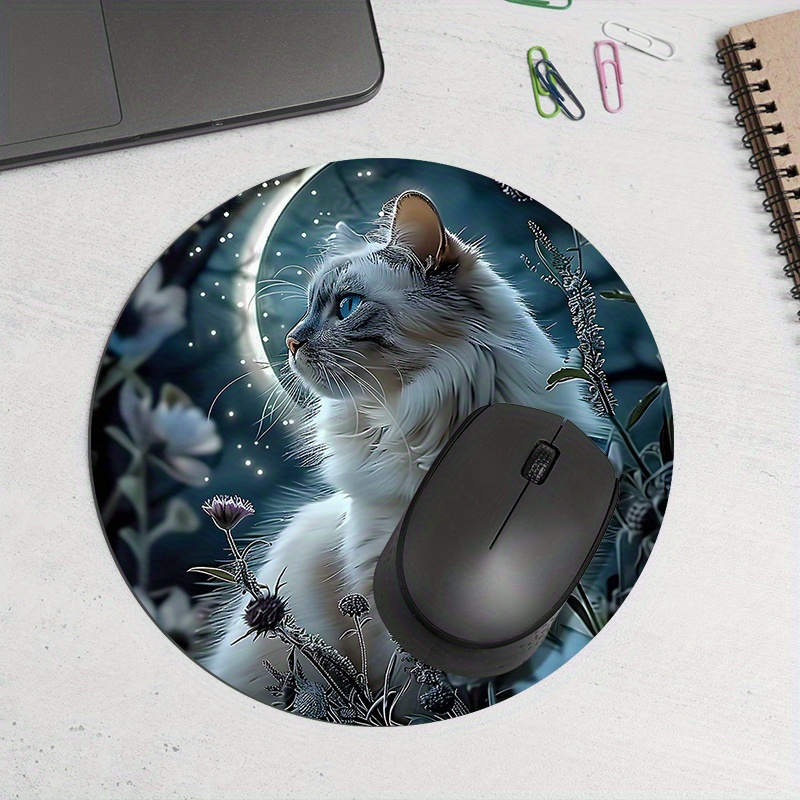 Round Cat Design Mouse Pad Dur - огляд і ціна Desk Setup Designer
