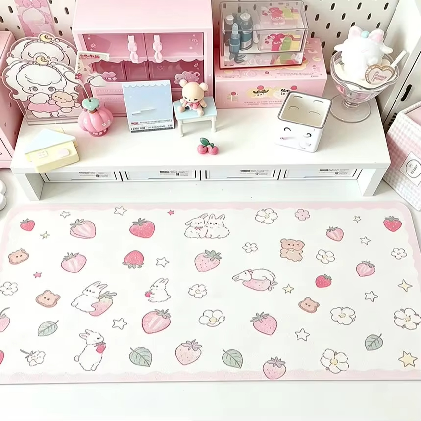 Sweet Pink Lace Rabbit Kawaii  - огляд і ціна Desk Pad Leather Large