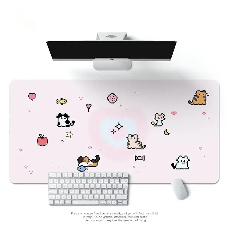 Cute Pixel Kitten Kawaii Carto - огляд і ціна Desk Pad Leather Large