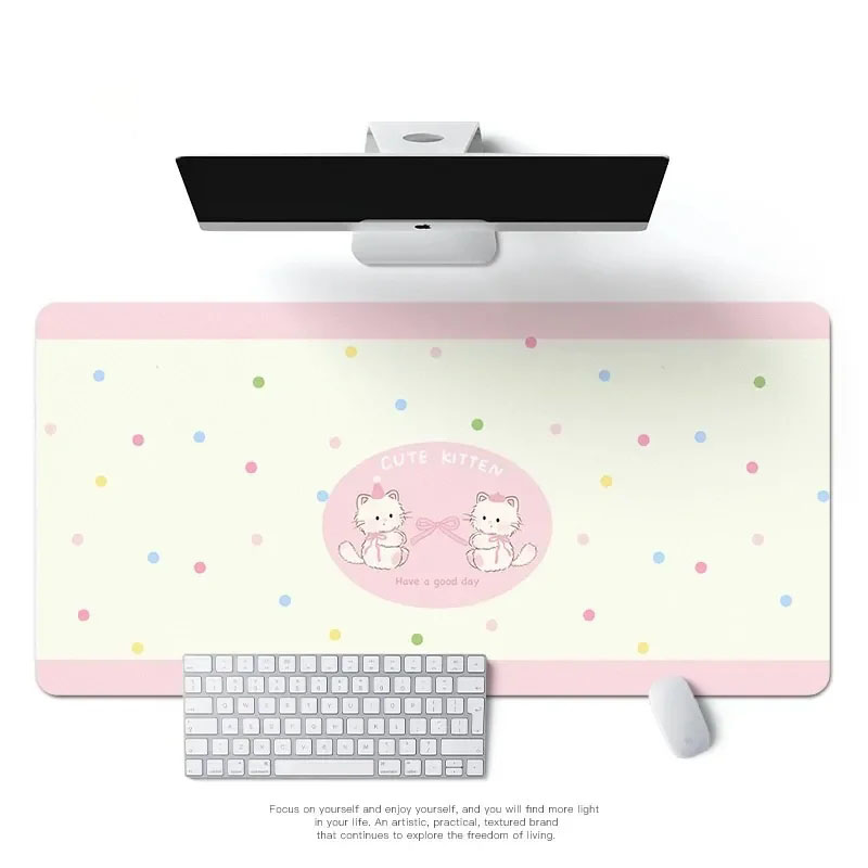 Cute Pixel Kitten Kawaii Carto - огляд і ціна Desk Pad Leather Large