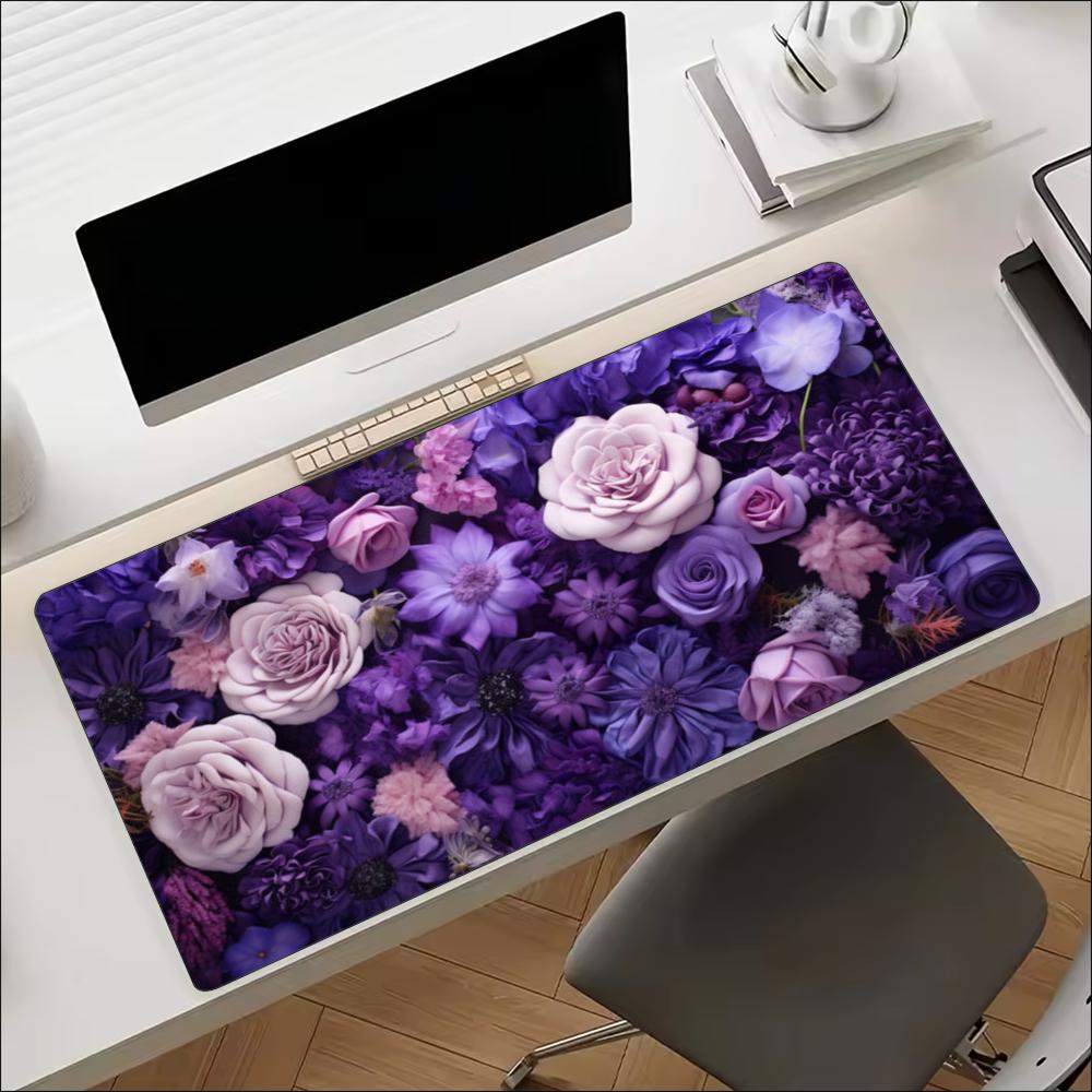Purple Floral Rose Flower Larg - огляд і ціна Desk Setup In Office