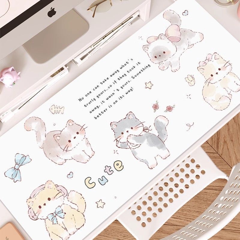 Pink Kawaii Kitten Leather Des - огляд і ціна Desk Pad Leather Large